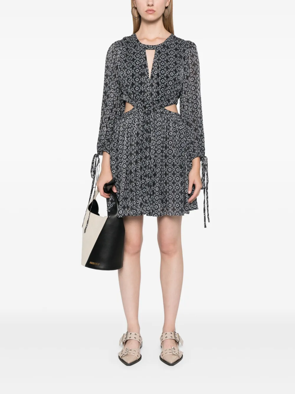 Maje Robe Courte a Imprime Trefle Noir FARFETCH FR