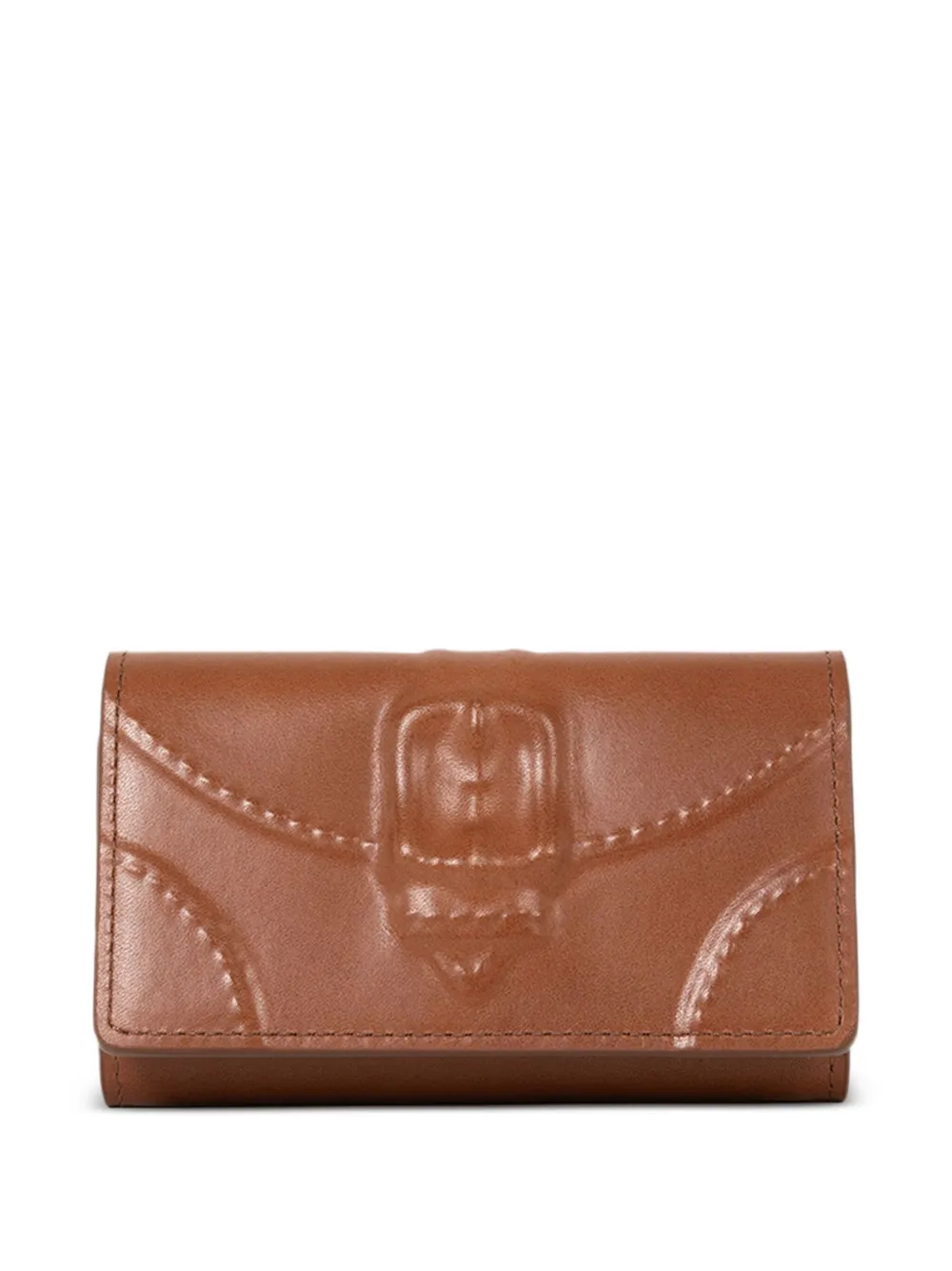 Maison MIHARA YASUHIRO Leren sleutelhoes met reliëf Bruin