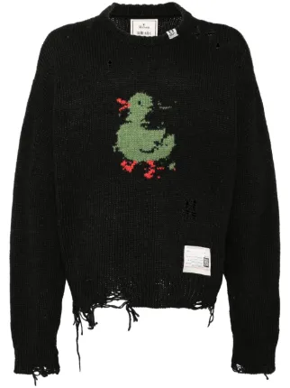 MIHARA YASUHIRO ダメージ加工セーター 大人気 数量限定 Maison MIHARA YASUHIRO ダメージ セーター | ブラック
