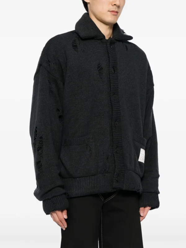 Maison MIHARA YASUHIRO Distressed Cardigan | Black | FARFETCH
