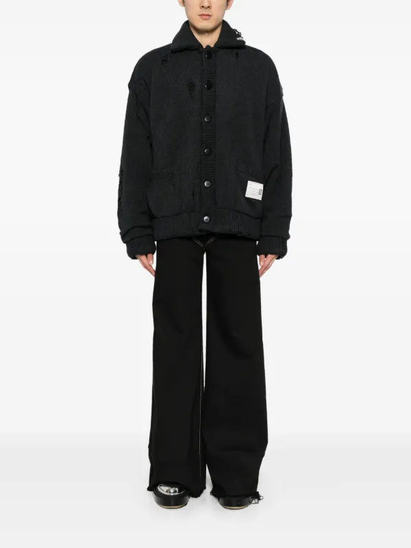 Maison MIHARA YASUHIRO Distressed Cardigan | Black | FARFETCH