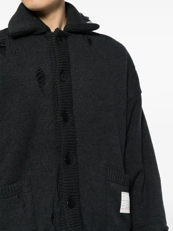 Maison MIHARA YASUHIRO Distressed Cardigan | Black | FARFETCH RO