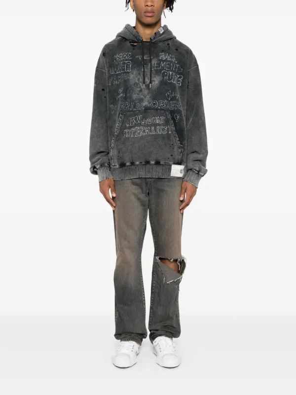 Maison MIHARA YASUHIRO Bleached Hoodie | Black | FARFETCH IN