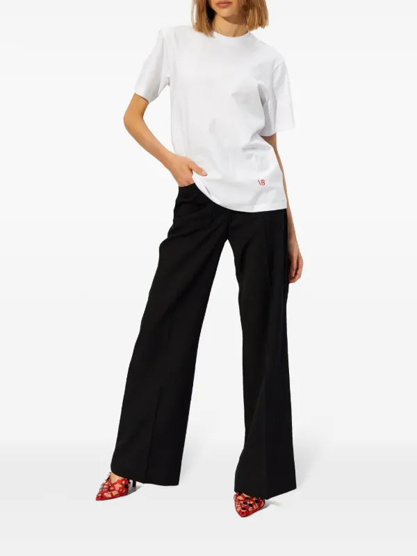 Victoria Beckham logo-embroidered Cotton T-shirt | White