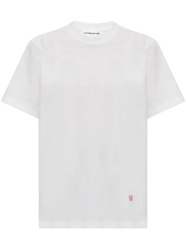 【Victoria Beckham】ブランドロゴ◆コットン◆半袖 Tシャツ Victoria Beckham ロゴ Tシャツ | ホワイト | FARFETCH JP