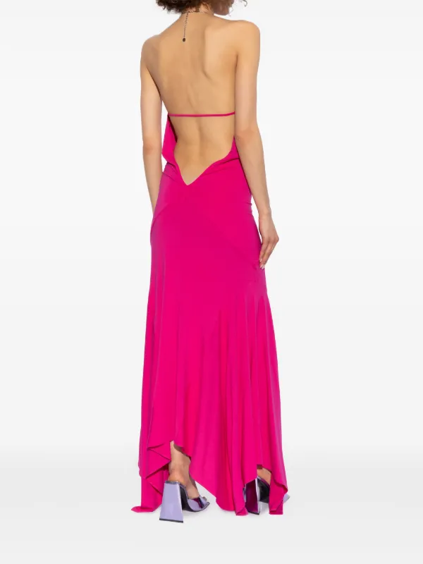 The Attico Halterneck chain-link Detail Maxi Dress | Pink