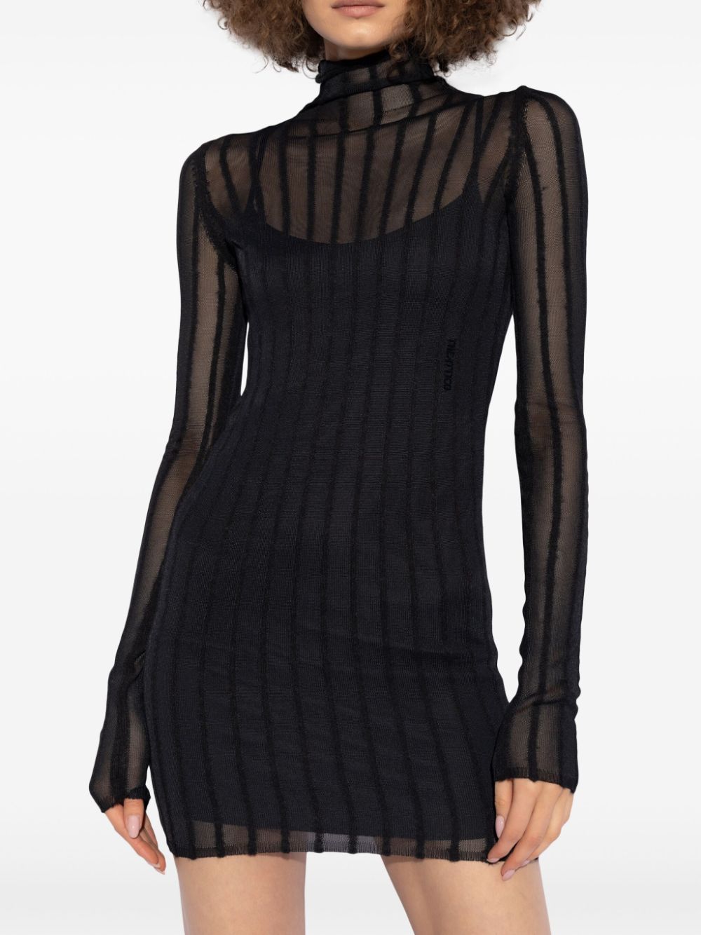 The Attico semi-sheer roll-neck dress Women