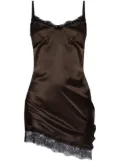 The Attico asymmetric slip mini dress - Brown