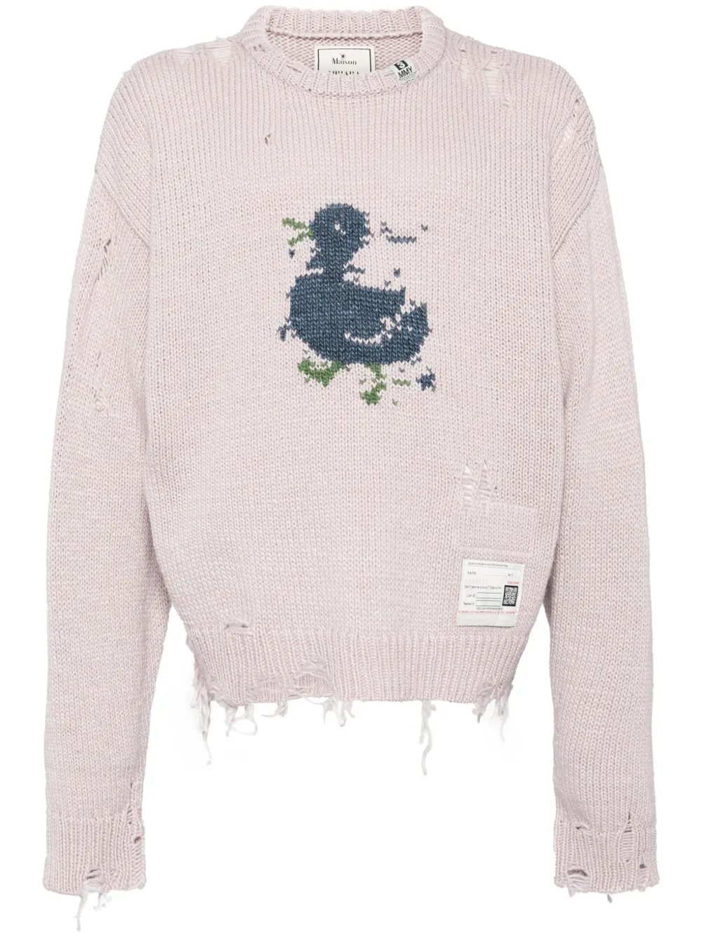 Maison MIHARA YASUHIRO Duck-intarsia distressed jumper | Pink | Image 1