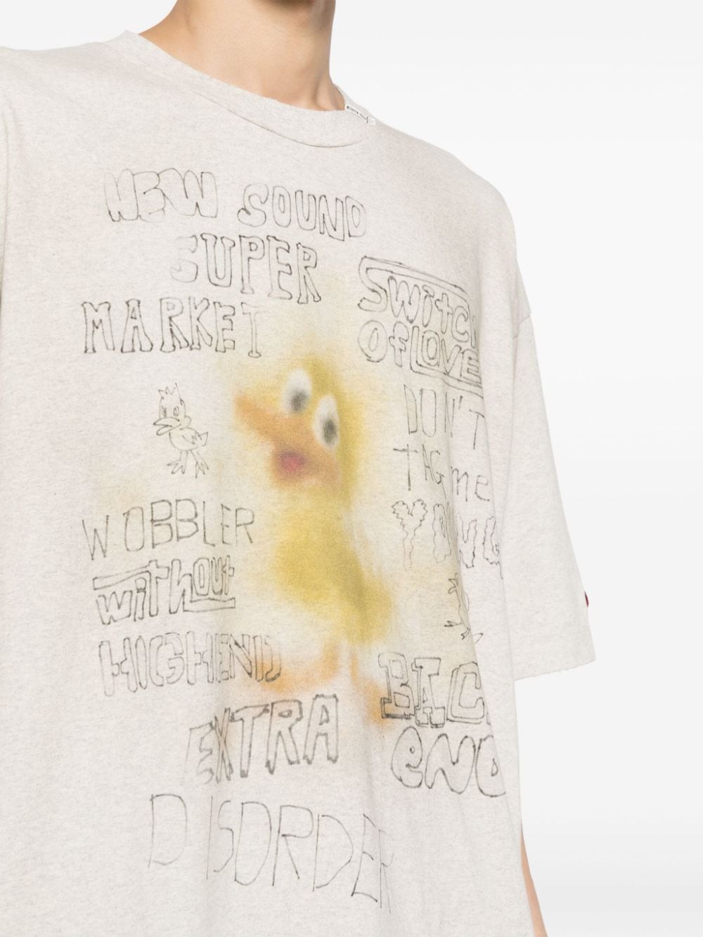 Shop Miharayasuhiro Printed Distressed T-shirt In Neutrals