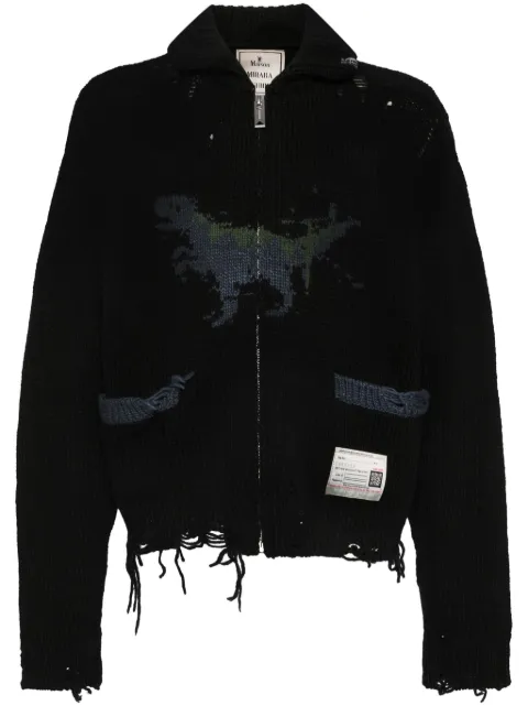 Maison MIHARA YASUHIRO Dinosaur-intarsia distressed cardigan