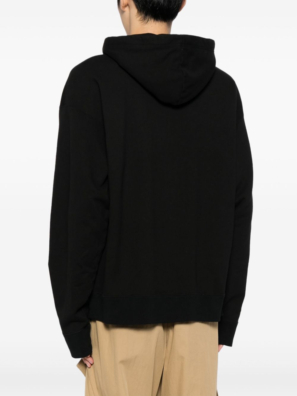 Shop Miharayasuhiro Measuring-tape Cotton Hoodie In Black