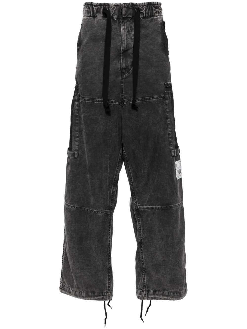 Shop Miharayasuhiro Cotton Cargo Pants In Black