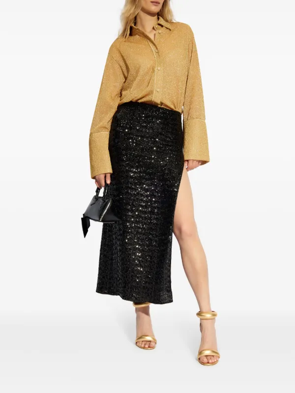 スカート Oseree 'Paillettes Long' skirt Oséree high-waisted sequin-embellished Midi Skirt | Black