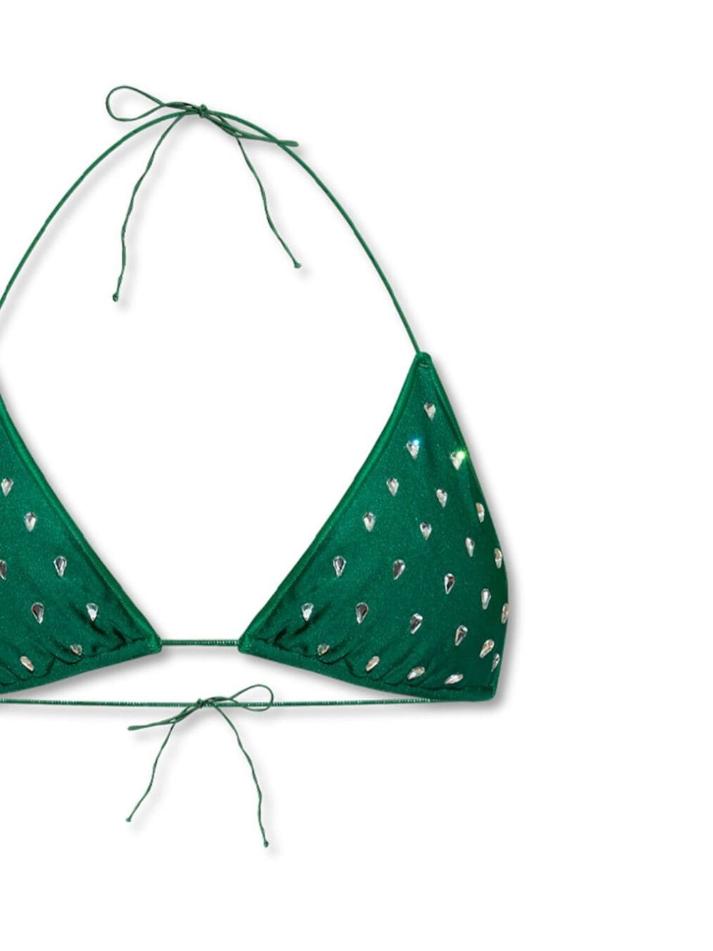 Shop Oseree Rhinestone-embellished High-waisted Bikini In Green