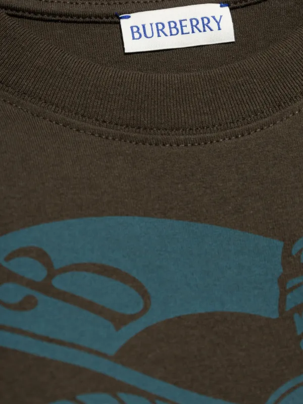 【関税・送料込】Burberry Equestrian Knight 長袖 Tシャツ Burberry Equestrian Knight-print Cotton T-shirt | Blue