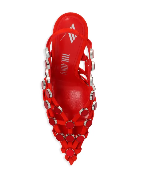 The Attico Grid 105mm Leather Pumps | Red | FARFETCH