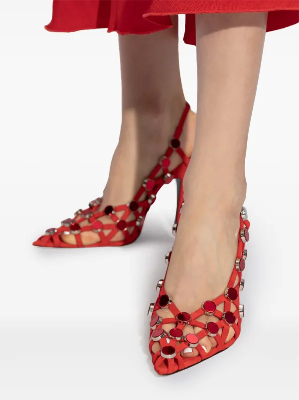 パンプス THE ATTICO SHOES (242WS627L081 100) The Attico Grid 105mm Leather Pumps | Red | FARFETCH