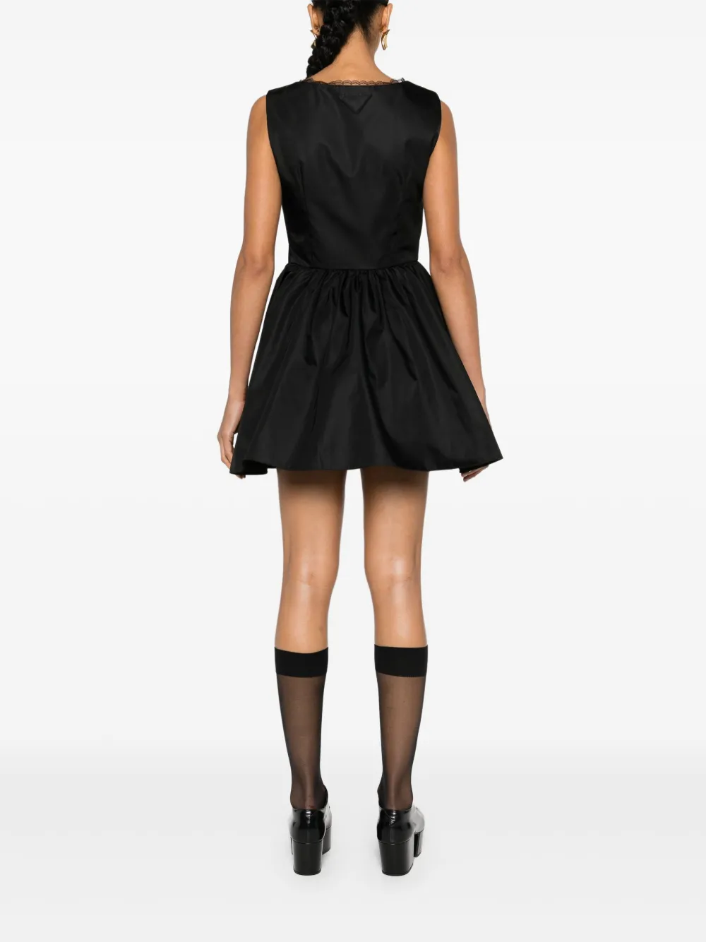 Prada Re-Nylon mini-jurk met strikdetail Zwart