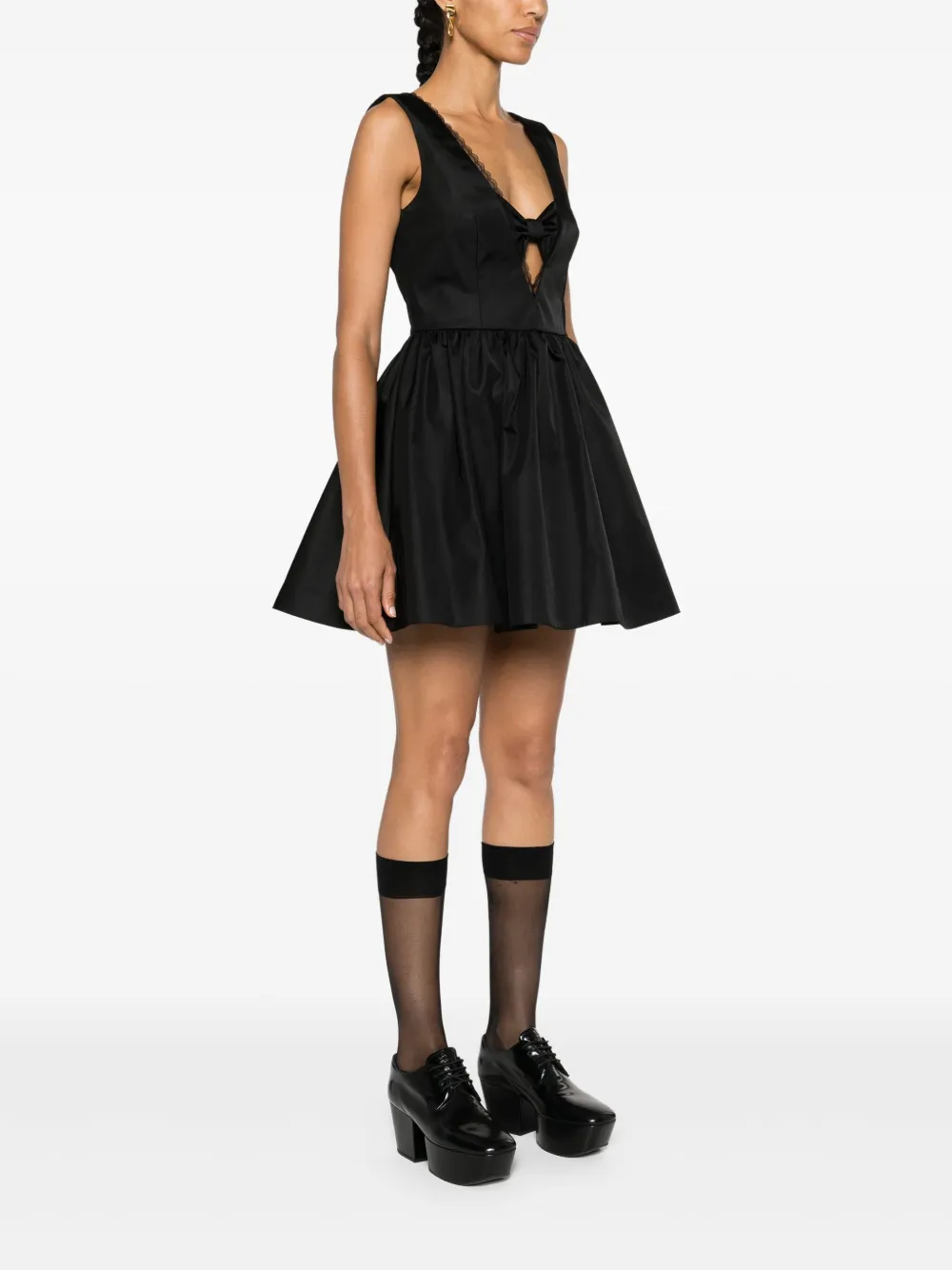 Prada Re-Nylon mini-jurk met strikdetail Zwart