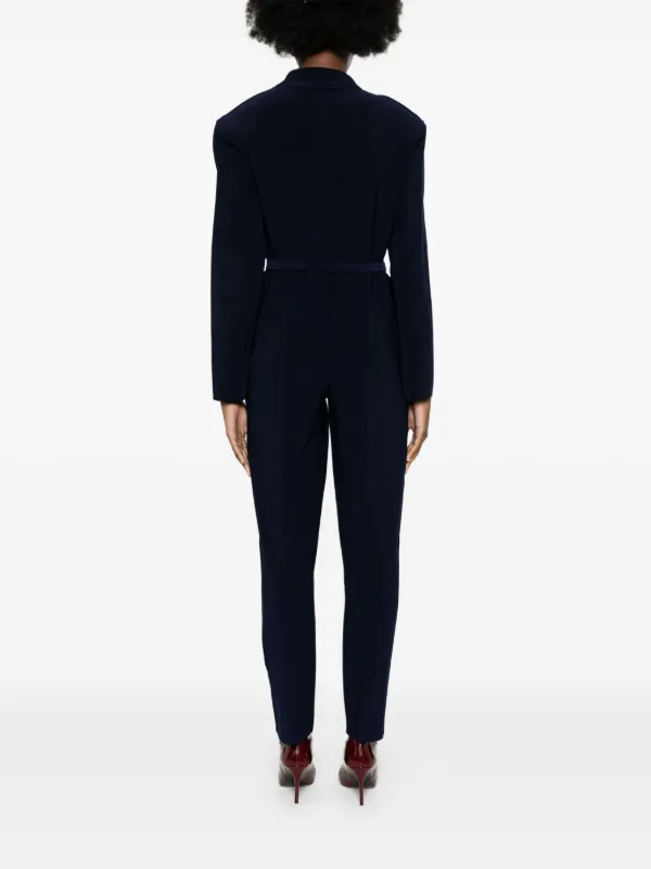 Norma Kamali long sleeved Belted Jumpsuit Blue FARFETCH AE