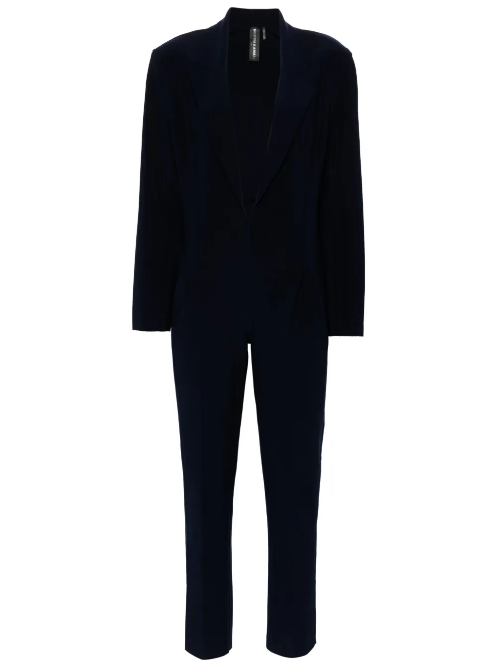 long-sleeved belted jumpsuit