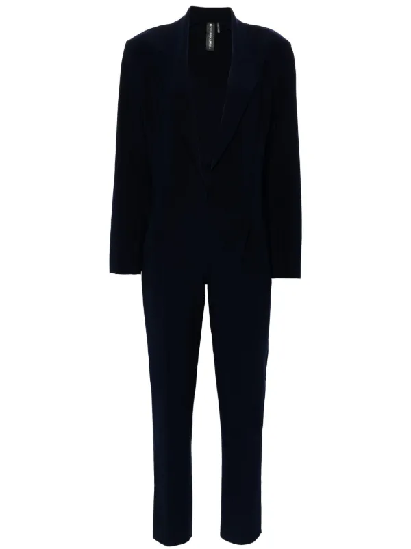 Norma Kamali long-sleeved Belted Jumpsuit Blue FARFETCH IN