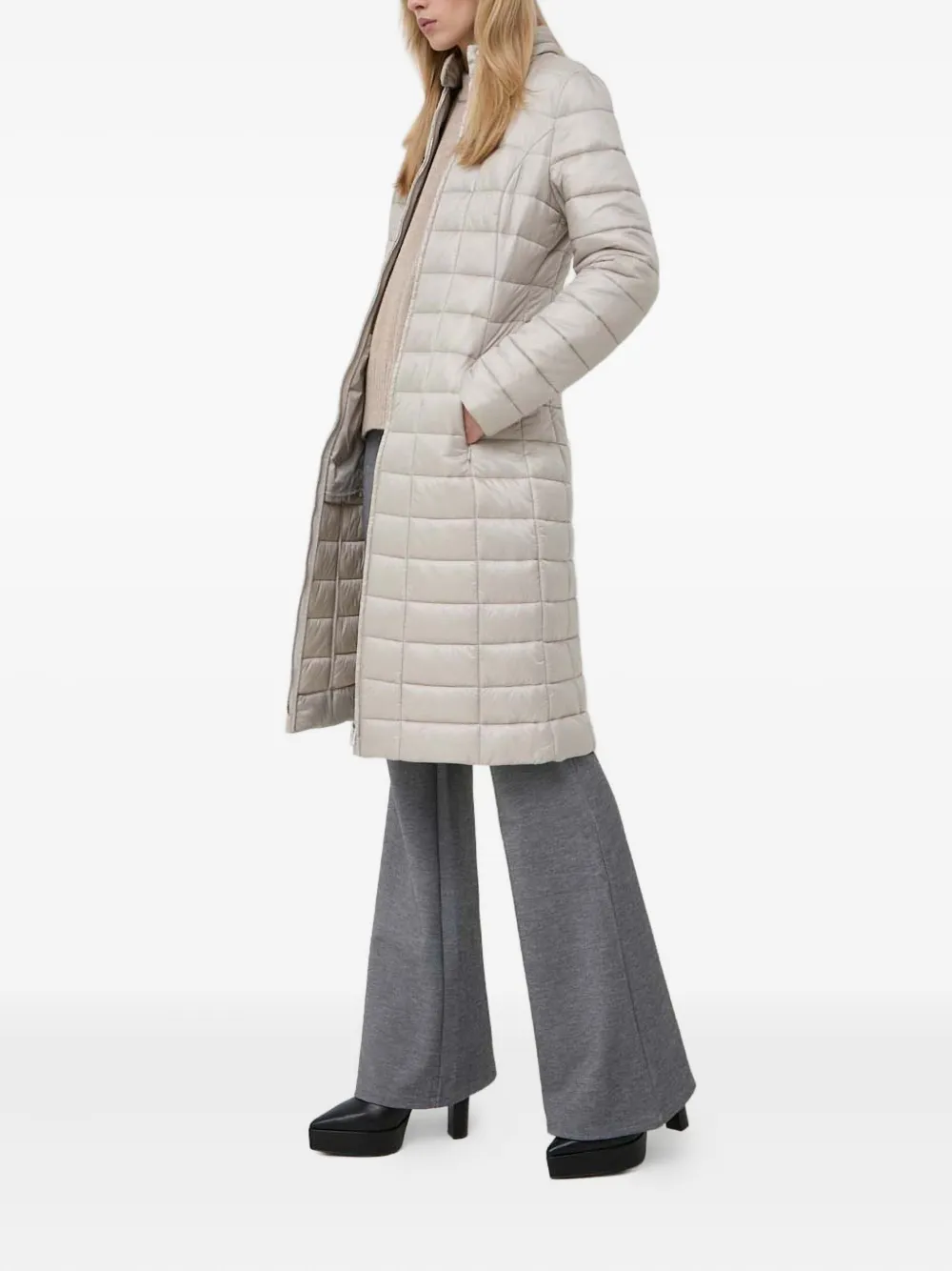 Trussardi Quilted Coat In Neutral