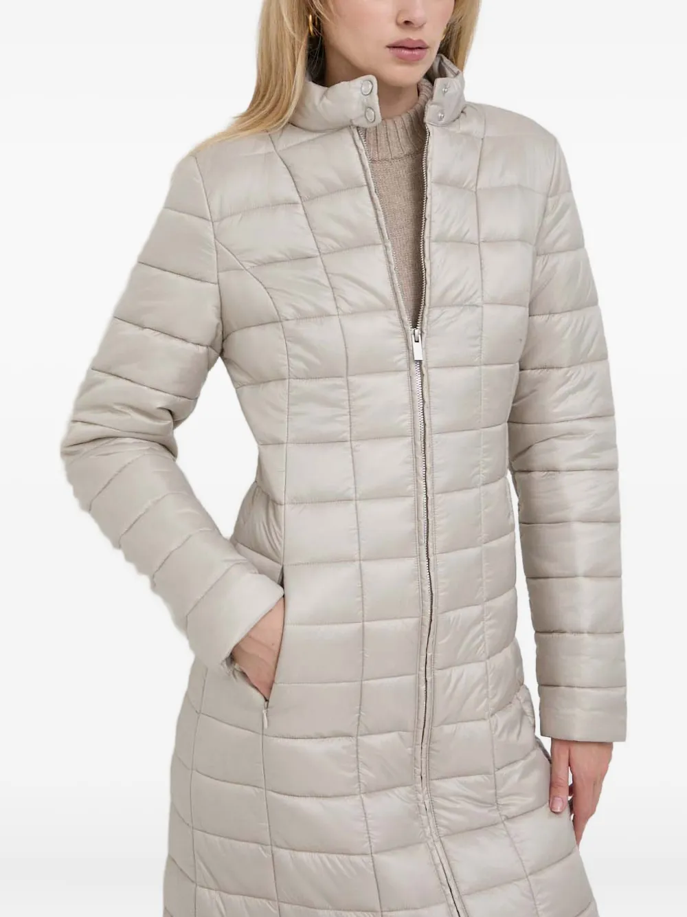 Trussardi Quilted Coat In Neutral