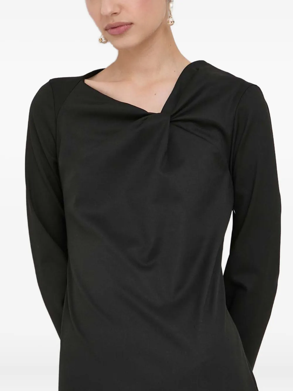 Trussardi Knot Long-sleeve Mini Dress In Black