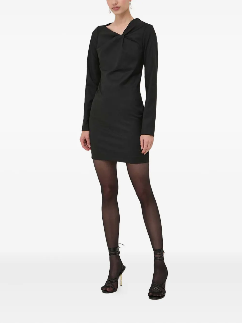 Trussardi knot long-sleeve mini dress - Zwart