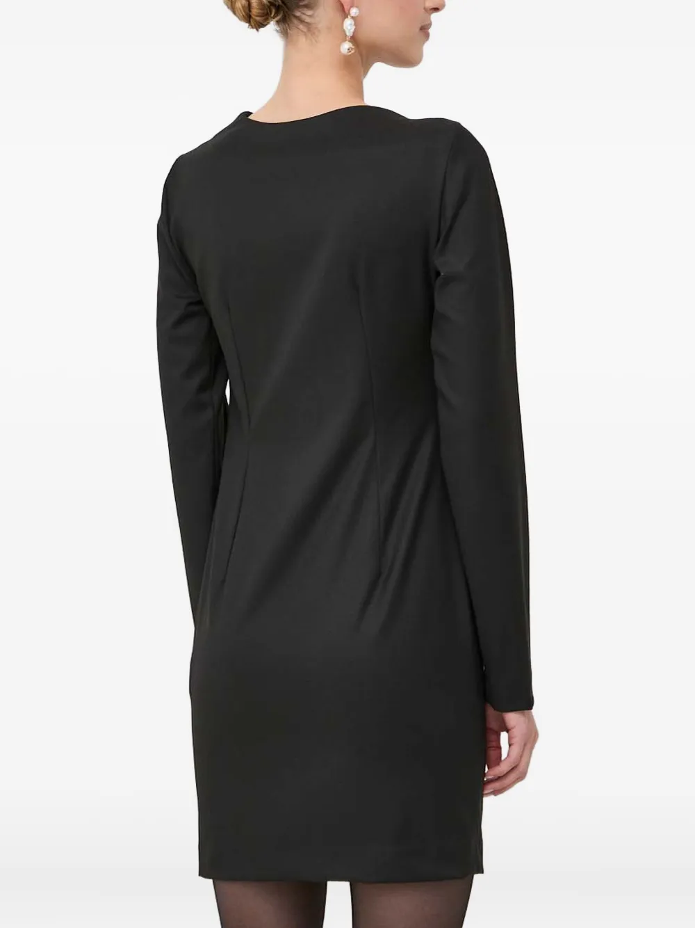 Trussardi Knot Long-sleeve Mini Dress In Black