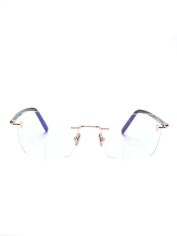 TOMFORD スクエアフレームメガネ 【関税込】 TOM FORD Eyewear リムレス スクエア眼鏡フレーム | ゴールド