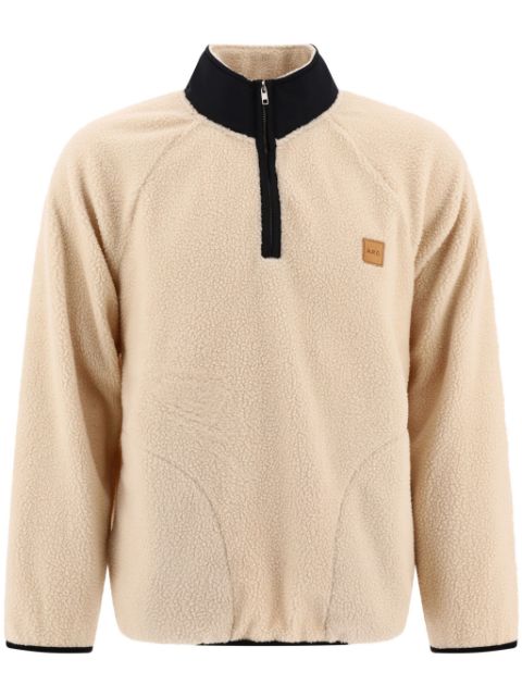 A.P.C. logo-applique half-zip sweatshirt Men