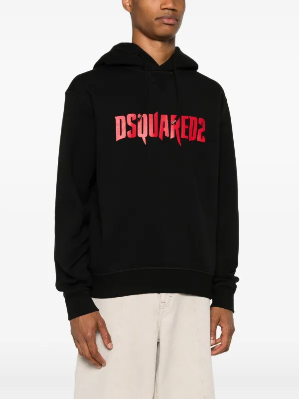 DSQUARED2 logo-print Cotton Hoodie | Black | FARFETCH ID