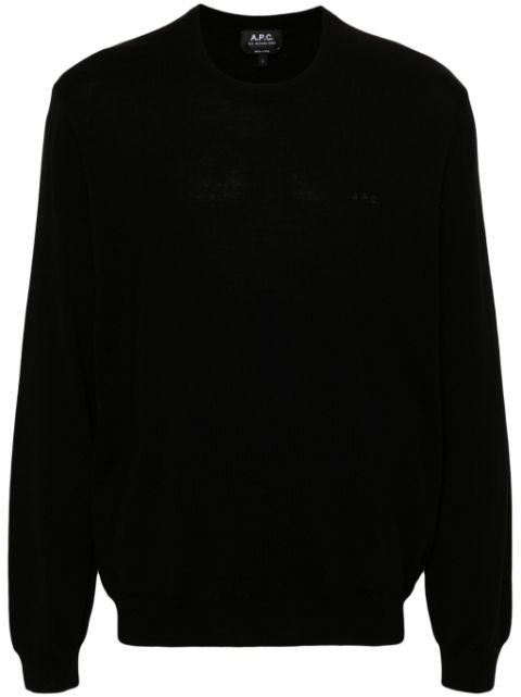 A.P.C. logo-embroidered wool jumper Men