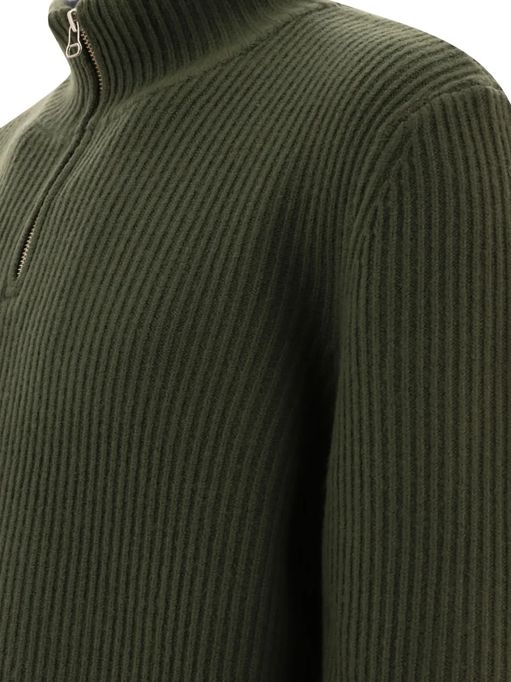 A.P.C. Geribbelde trui met ritshals Groen