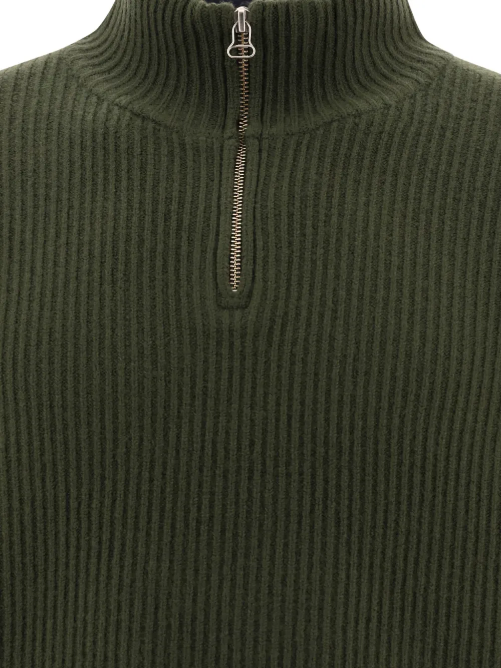 A.P.C. Geribbelde trui met ritshals Groen