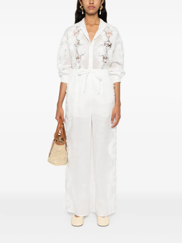 ZIMMERMANN Halliday wide-leg Trousers White FARFETCH PH