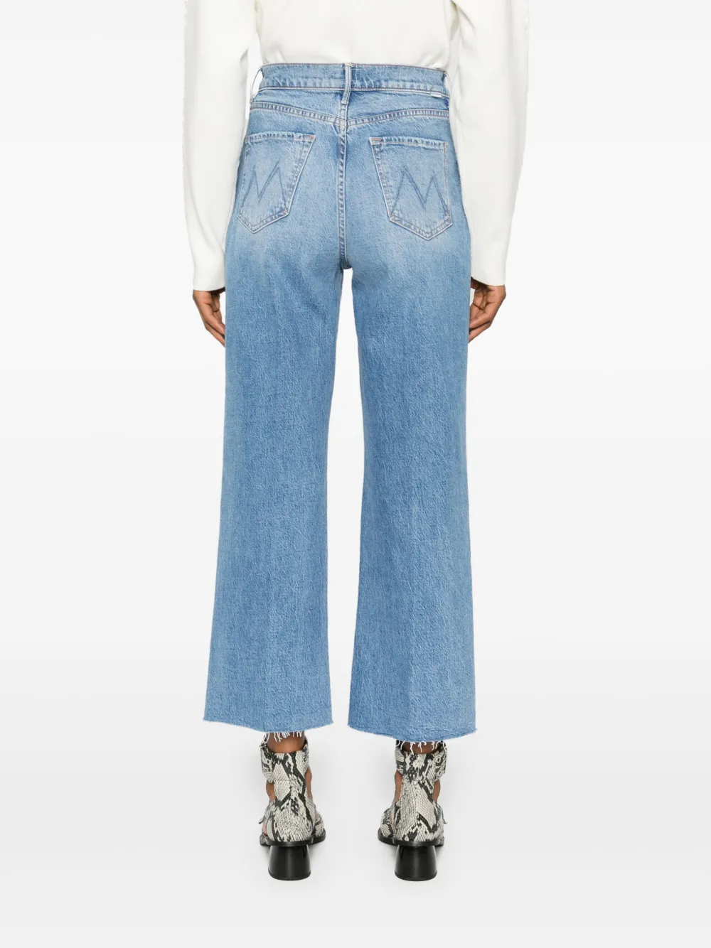 MOTHER Maven Ankle Fray jeans met wijde pijpen Blauw