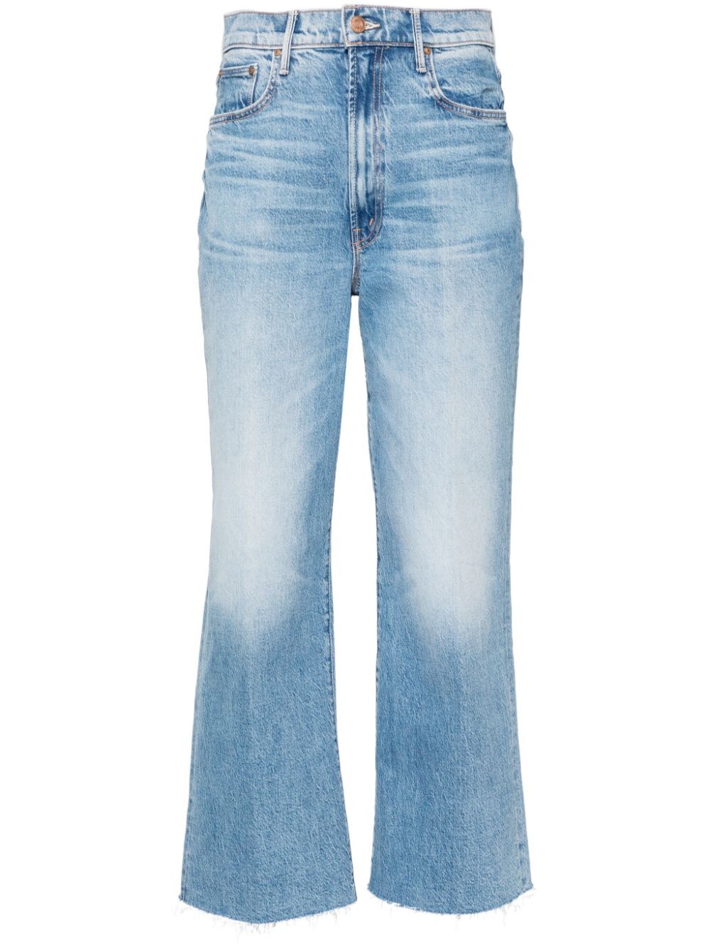 MOTHER Maven Ankle Fray jeans met wijde pijpen Blauw