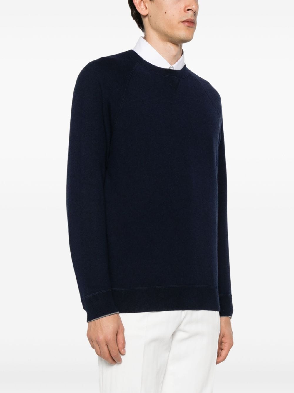 Shop Brunello Cucinelli Knitted Cashmere Jumper In Blue