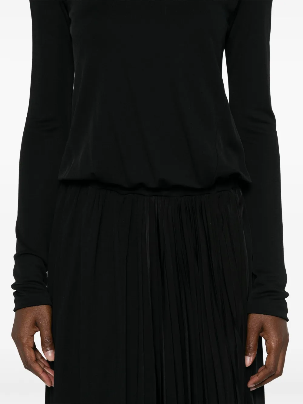 Jil Sander Plissé midi-jurk Zwart