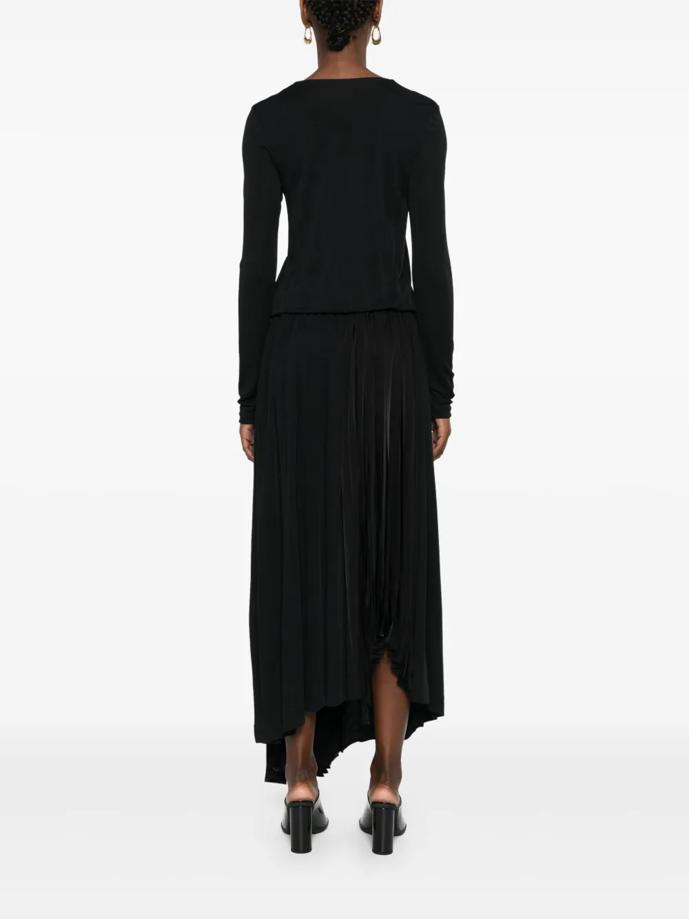 Jil Sander Plissé midi-jurk Zwart