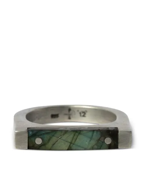 Parts of Four anillo Plate Single en plata de ley con labradorita