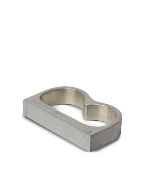 Parts of Four anillo Plate Double en plata de ley mate