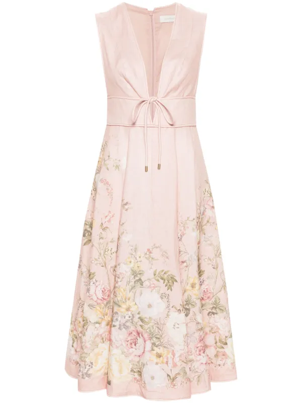 ワンピース ZIMMERMANN Ascension Plunge linen Midi Dress Ascension Plunge linen Midi Dress ZIMMERMANN - Nugnes1920