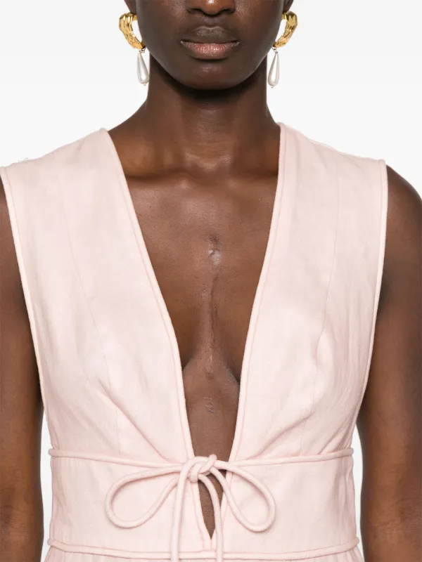 ワンピース ZIMMERMANN Ascension Plunge linen Midi Dress Ascension Plunge linen Midi Dress ZIMMERMANN - Nugnes1920