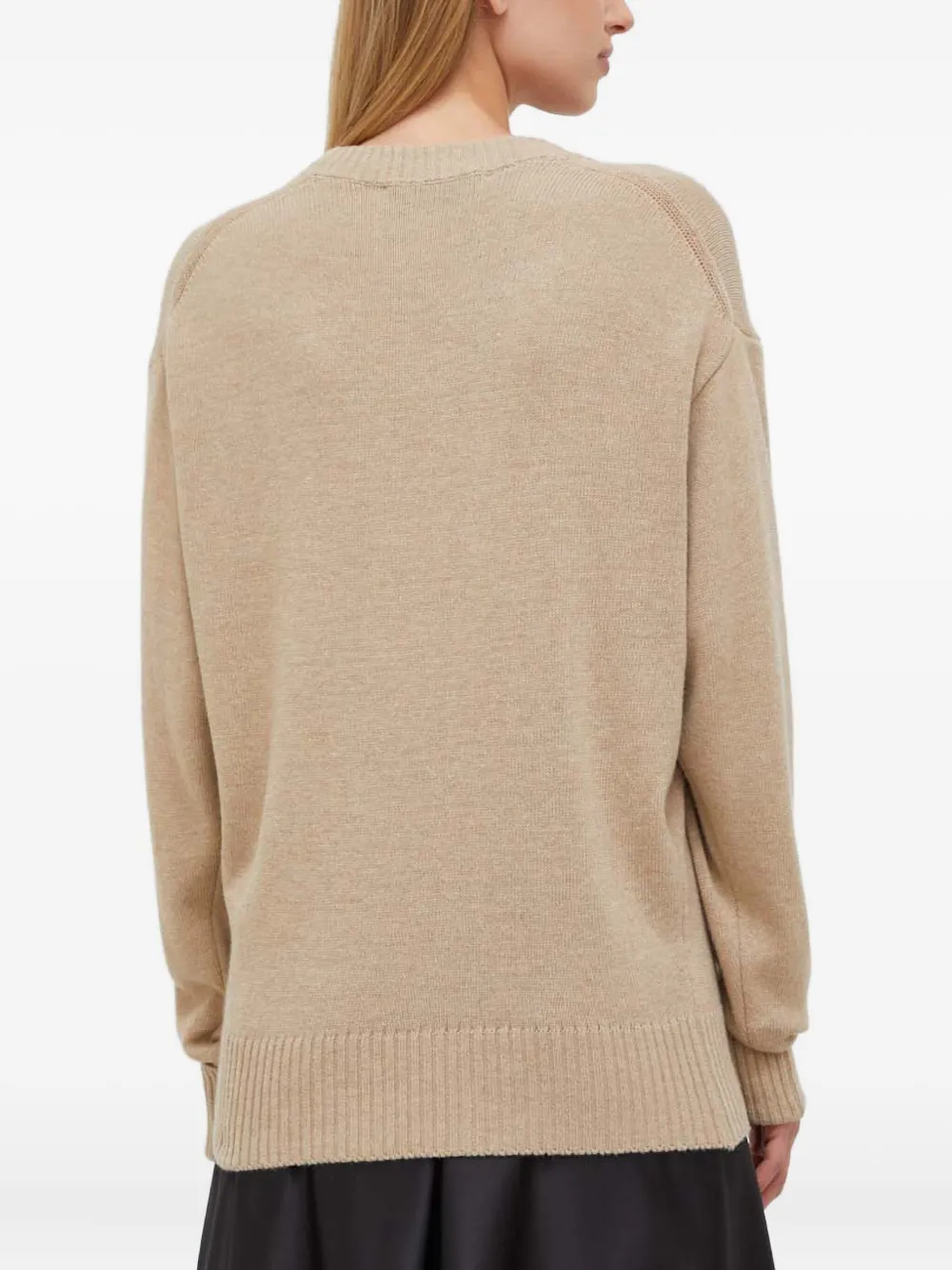 Trussardi U-neck Ribbed Sweater In Neutral