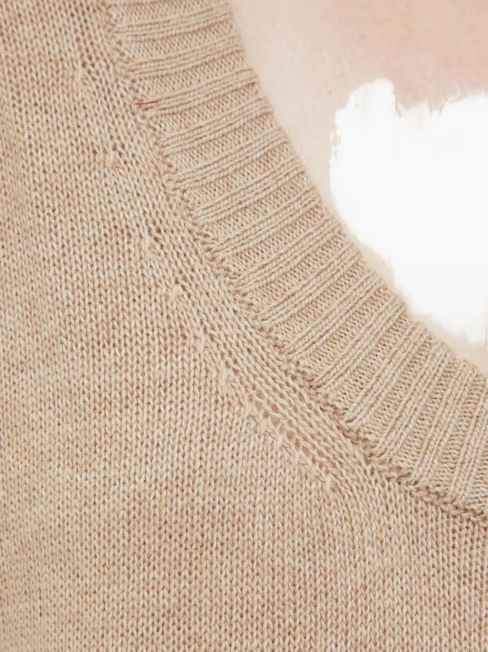 Trussardi U-neck Ribbed Sweater In Neutral